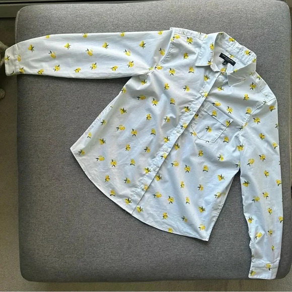 Banana Republic Quinn Boy Fit Lemon Print Button Up Long Sleeve Shirt Small - Picture 1 of 6